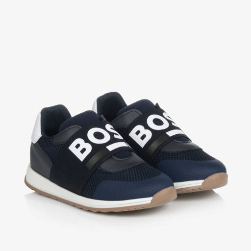 BOSS-حذاء رياضي بشعارالماركة لون أزرق للأولاد | Childrensalon Outlet