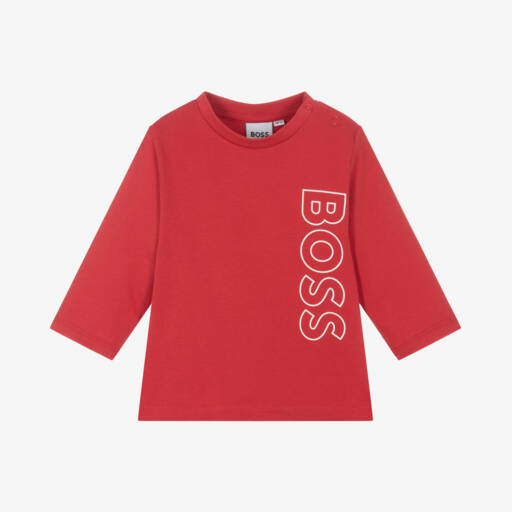 BOSS-Красный хлопковый свитшот для мальчиков | Childrensalon Outlet