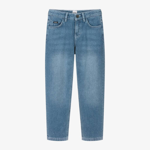 BOSS-Boys Relaxed Blue Denim Trousers | Childrensalon Outlet