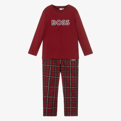 BOSS-Красная пижама из хлопка в клетку для мальчиков | Childrensalon Outlet