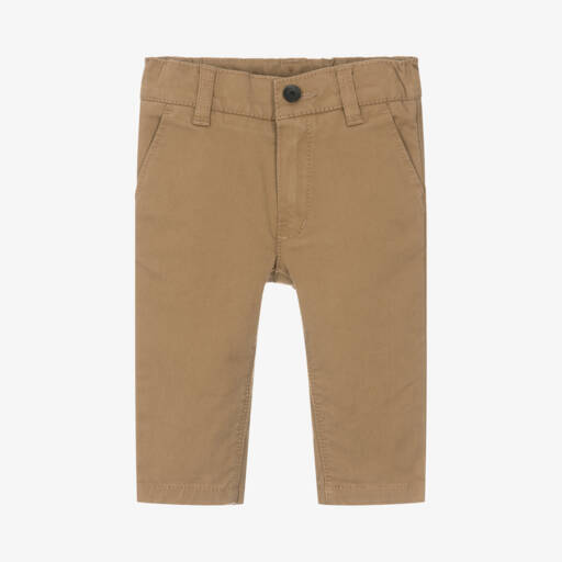 BOSS-Boys Taupe Cotton Twill Trousers | Childrensalon Outlet
