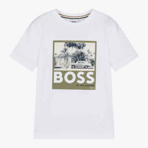 BOSS-Тропическая белая футболка для мальчиков | Childrensalon Outlet