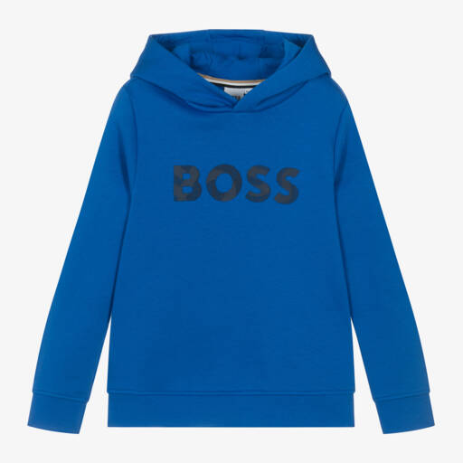 BOSS-Boys Vibrant Blue Logo Hoodie | Childrensalon Outlet