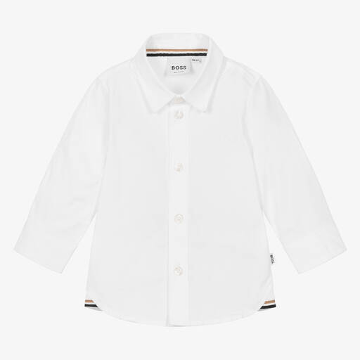 BOSS-Белая хлопковая рубашка для мальчиков | Childrensalon Outlet
