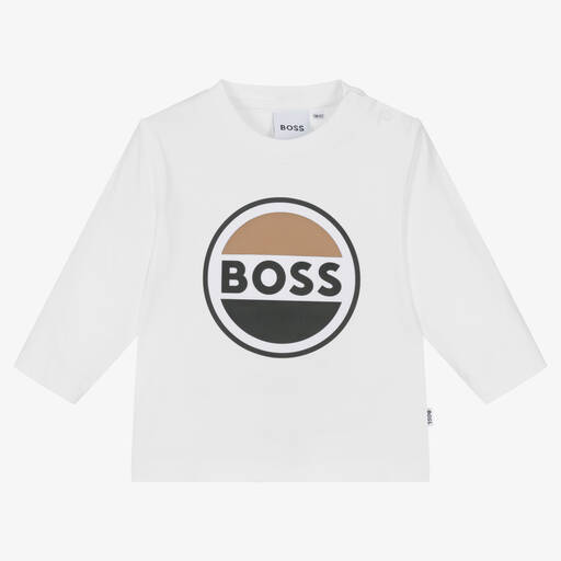 BOSS-Boys White Cotton Top | Childrensalon Outlet