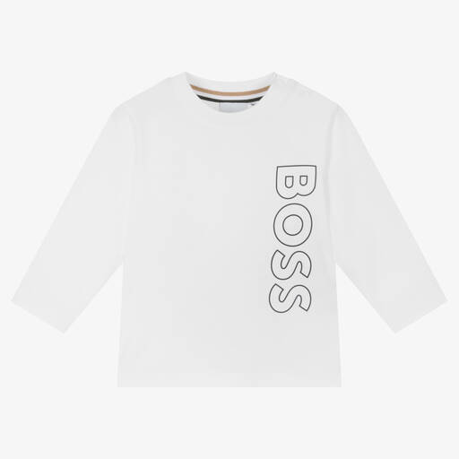 BOSS-Boys White Cotton Top | Childrensalon Outlet
