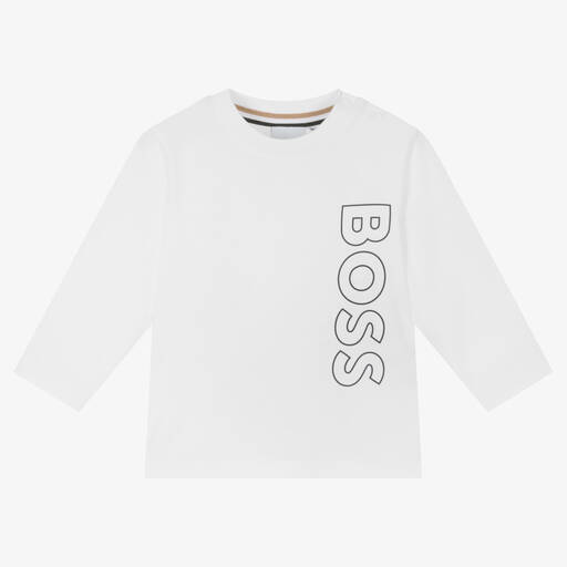 BOSS-Weißes Baumwolloberteil für Jungen | Childrensalon Outlet