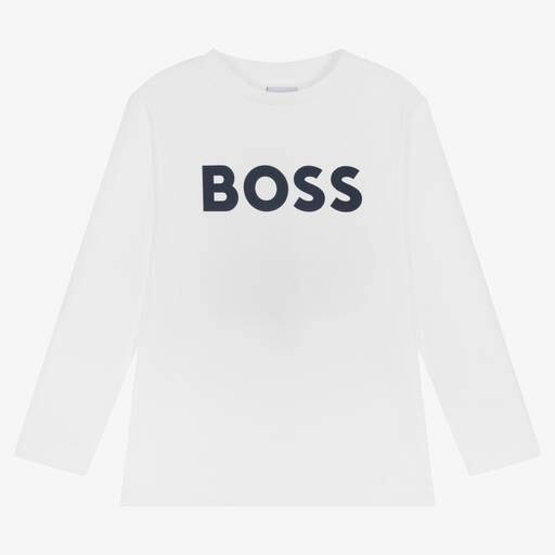 BOSS-Weißes Baumwoll-T-Shirt für Jungen | Childrensalon Outlet