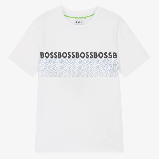 BOSS-Boys White Logo T-Shirt | Childrensalon Outlet
