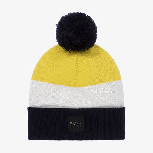 BOSS-Boys Yellow & Blue Bobble Hat | Childrensalon Outlet