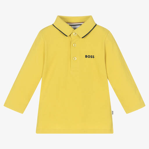 BOSS-Boys Yellow Logo Polo Shirt | Childrensalon Outlet
