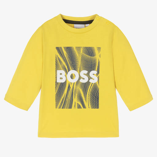 BOSS-Boys Yellow Logo T-Shirt | Childrensalon Outlet