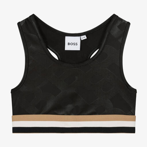 BOSS-Girls Black Logo Sports Top | Childrensalon Outlet