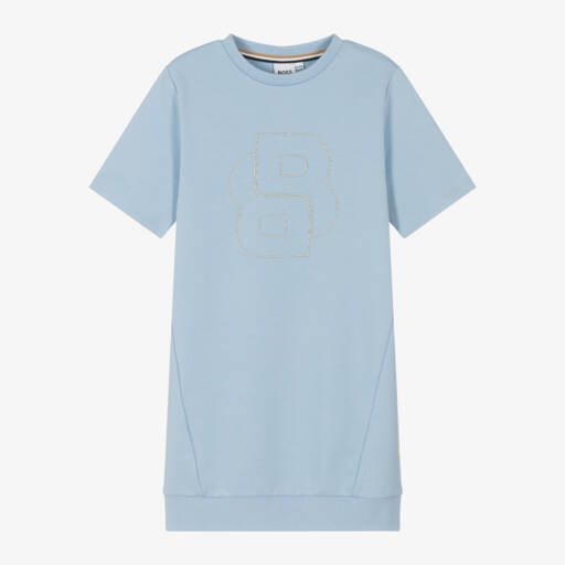BOSS-Girls Cerulean Knit Jersey Dress | Childrensalon Outlet