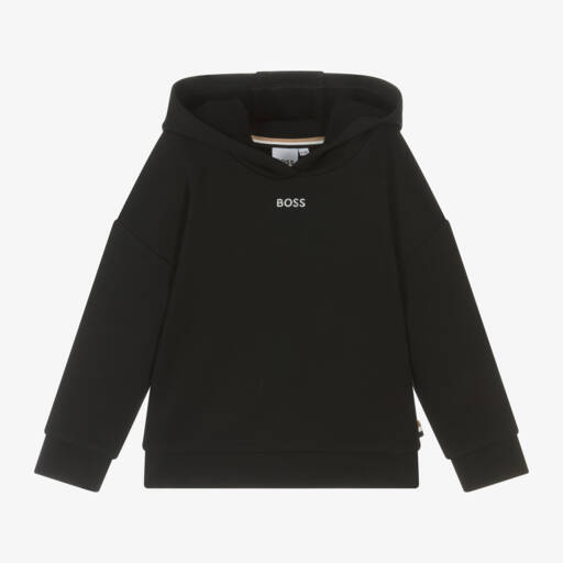 BOSS-Черный хлопковый худи для девочек | Childrensalon Outlet