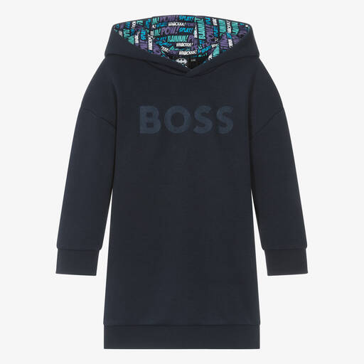 BOSS-Синее хлопковое платье со знаком Бэтмена | Childrensalon Outlet