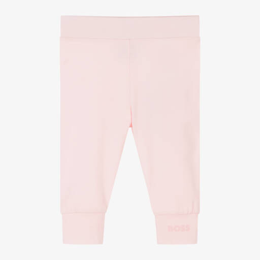 BOSS-Girls Pale Pink Cotton Leggings | Childrensalon Outlet