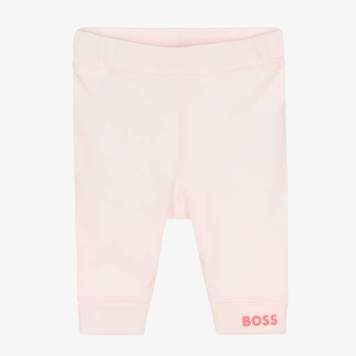 BOSS-Girls Pink Cotton Leggings | Childrensalon Outlet