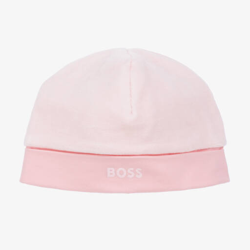 BOSS-Girls Velour Pink Cap | Childrensalon Outlet