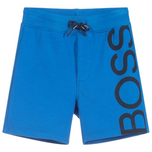 BOSS- Blue Cotton Logo Baby Shorts | Childrensalon Outlet