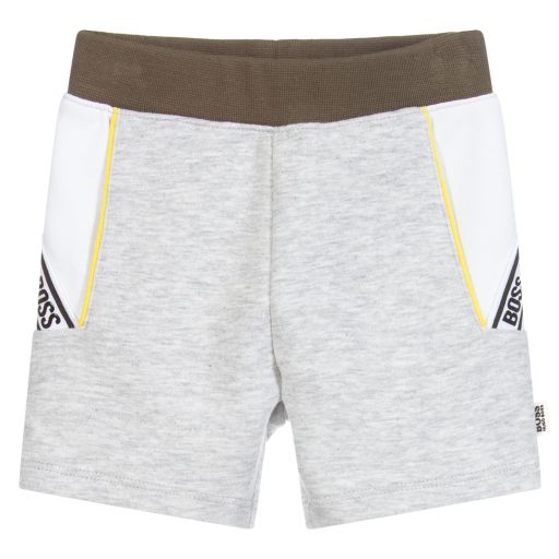 BOSS-Boys Grey Cotton Shorts | Childrensalon Outlet