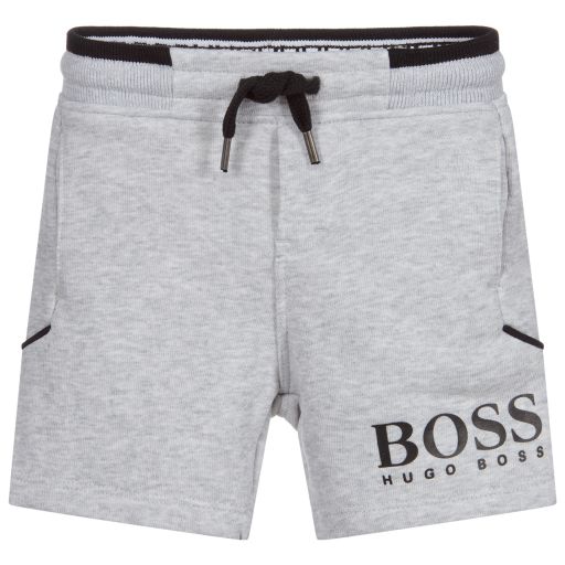BOSS-Grey Jersey Logo Shorts | Childrensalon Outlet