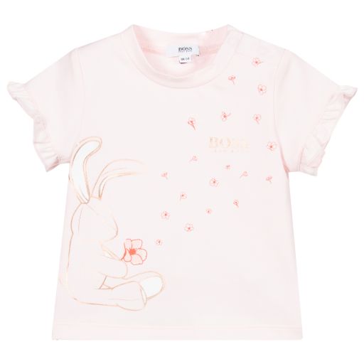BOSS-Розовая футболка с кроликом | Childrensalon Outlet