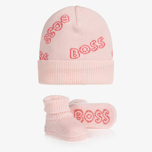 BOSS-Pink Cotton Hat Gift Set | Childrensalon Outlet