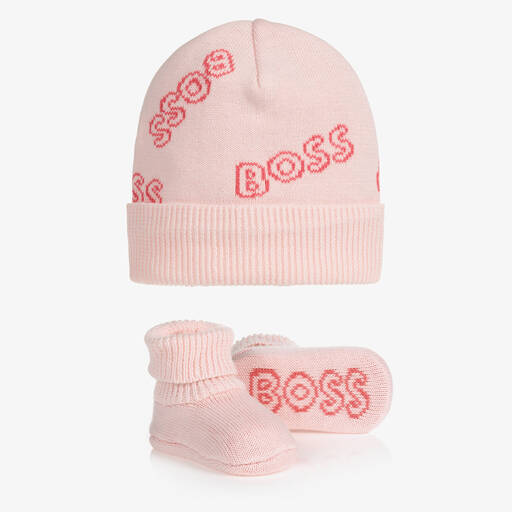 BOSS-Розовый подарочный комплект с шапкой из хлопка | Childrensalon Outlet