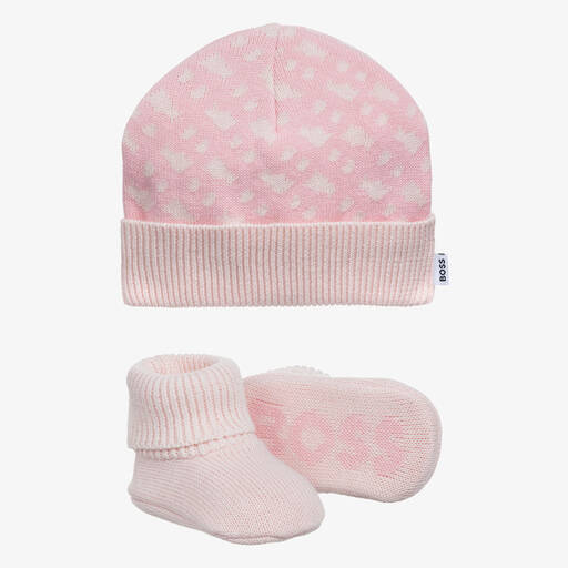 BOSS-Pink Hat & Booties Baby Gift Set | Childrensalon Outlet