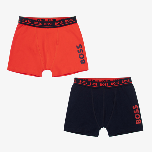 BOSS-Red & Blue Boxers (2 Pack) | Childrensalon Outlet