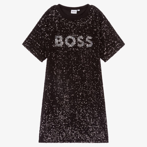 BOSS-Черное платье с пайетками для подростков | Childrensalon Outlet