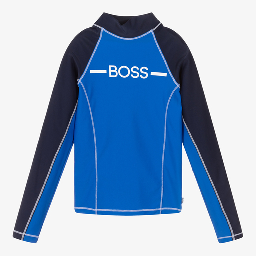 BOSS-توب واقي من الشمس تينز ولادي لون أزرق (UPF40+) | Childrensalon Outlet