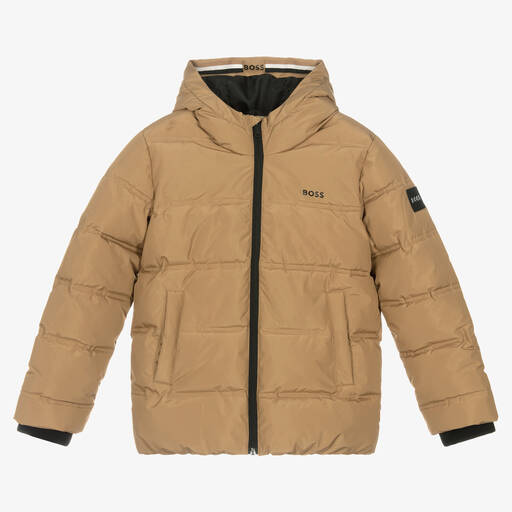 BOSS-Teen Boys Beige Puffer Jacket | Childrensalon Outlet