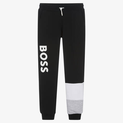 BOSS-Bas de jogging jersey de coton noir | Childrensalon Outlet