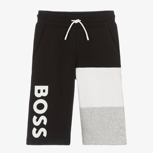 BOSS-Schwarze Teen Baumwollshorts | Childrensalon Outlet