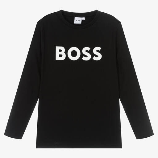 BOSS-توب تينز ولادي قطن لون أسود | Childrensalon Outlet