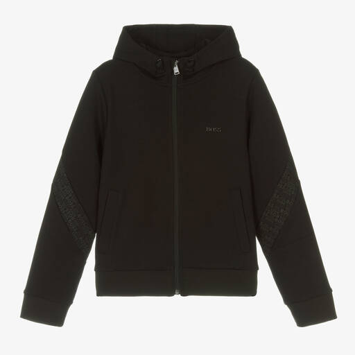 BOSS-Черный хлопковый топ на молнии | Childrensalon Outlet
