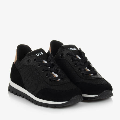 BOSS-Черные кроссовки на шнуровке | Childrensalon Outlet