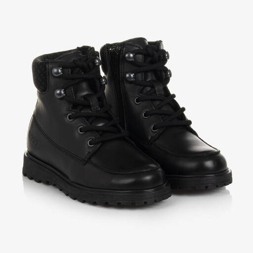 BOSS-Teen Boys Black Leather Boots | Childrensalon Outlet