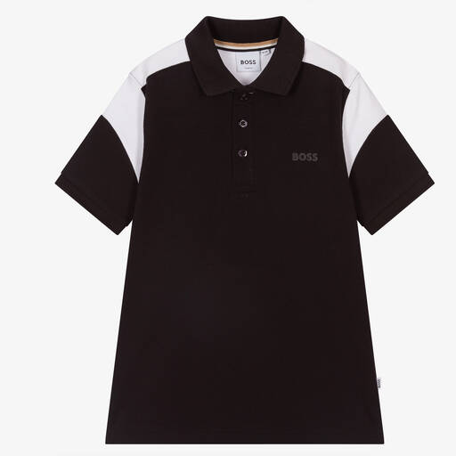 BOSS-Teen Boys Black Polo Shirt | Childrensalon Outlet