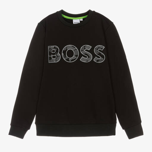 BOSS-Teen Boys Black Reflective Sweatshirt | Childrensalon Outlet