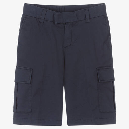 BOSS-Teen Boys Blue Cotton Bermuda Shorts | Childrensalon Outlet