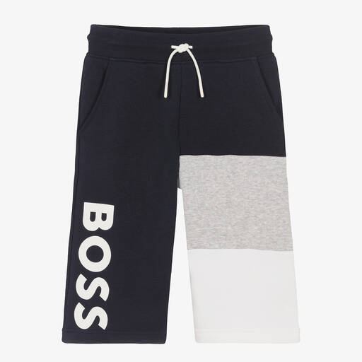 BOSS-Blaue Teen Baumwollshorts | Childrensalon Outlet