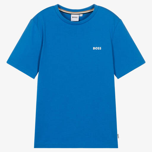 BOSS-Синяя хлопковая футболка для мальчиков-подростков | Childrensalon Outlet