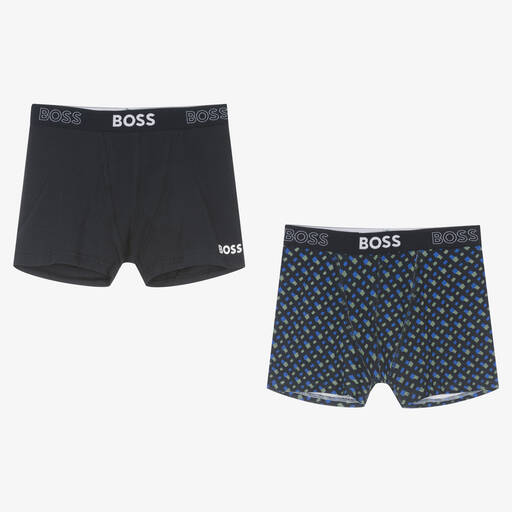 BOSS-Teen Boys Blue Logo Boxers (2 Pack) | Childrensalon Outlet