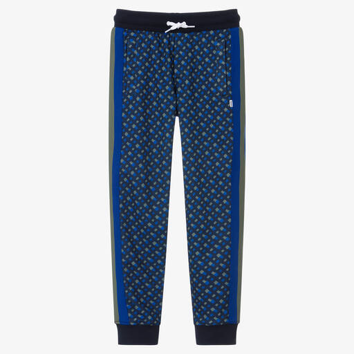 BOSS-Teen Boys Blue Monogram Logo Joggers | Childrensalon Outlet