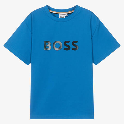 BOSS-Teen Boys Blue Piqué T-Shirt | Childrensalon Outlet