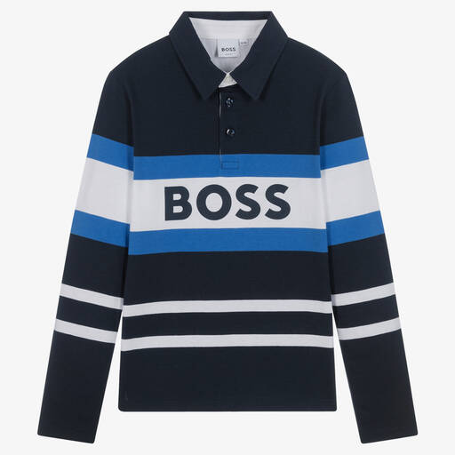 BOSS-Синий топ в полоску для мальчиков | Childrensalon Outlet