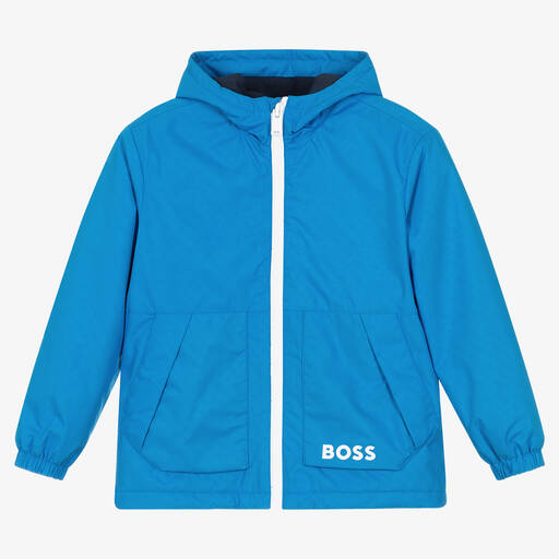 BOSS-Teen Boys Blue Water-Reactive Jacket | Childrensalon Outlet